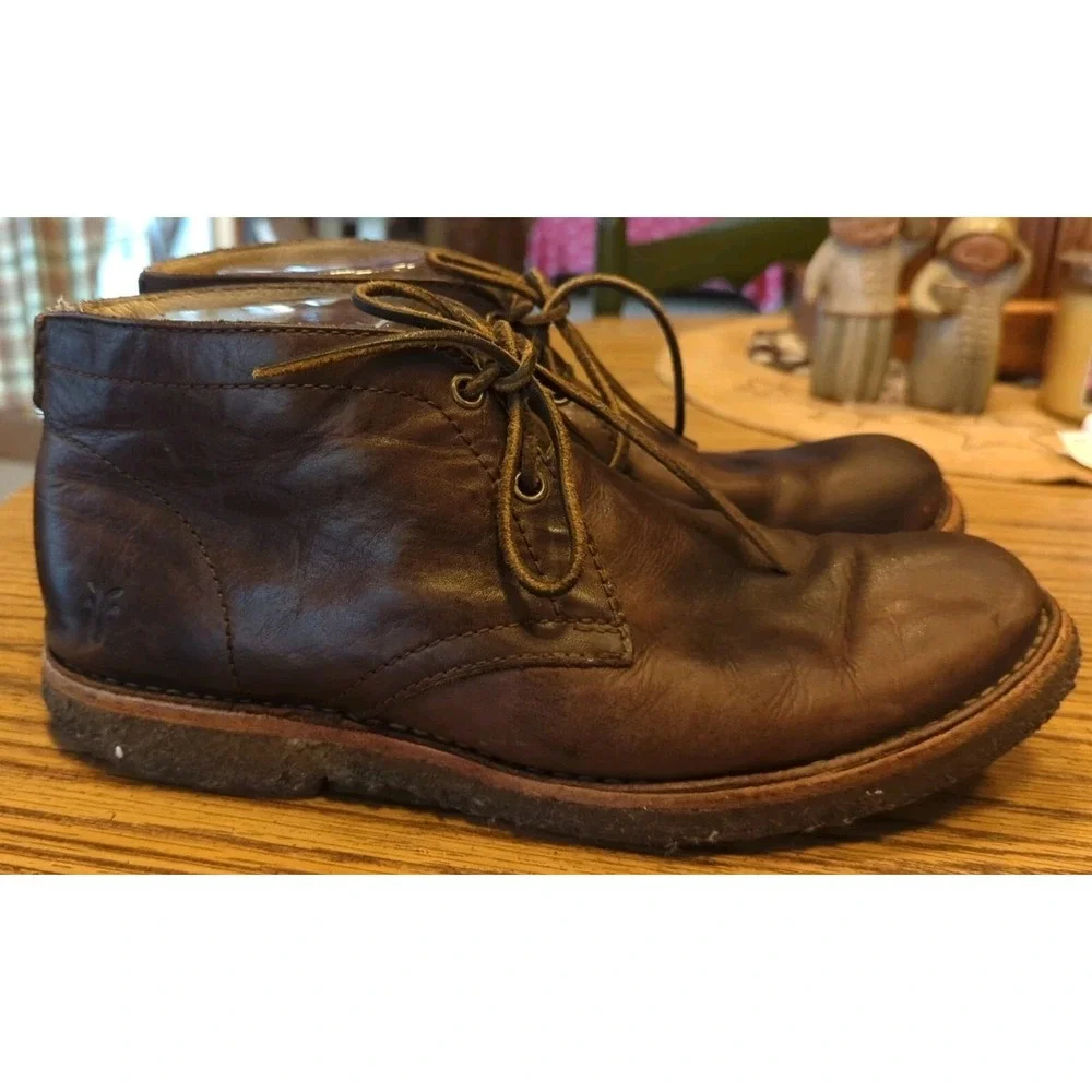 Men's‎ Frye Lace Up Distressed Brown Leather Chukka Ankle Boots 8.5 D